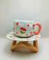 Artisan Flower Mug with Saucer | Unique Ceramic Tea Set