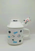 Modern 3D Cow Pattern Ceramic Mug with Lid and Glass Straw