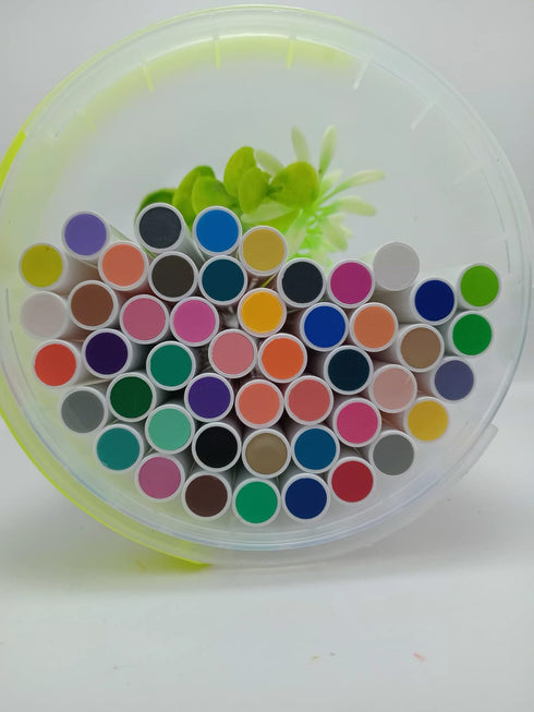 48-Piece Vibrant Acrylic Marker Set – Quick-Dry & Waterproof Art Pens in Portable Storage Tub