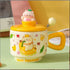 Fruit Paradise Kawaii Cat Ceramic Mug with Lid & Spoon