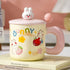 Kawaii 3D Bunny Ceramic Mug with Lid and Spoon