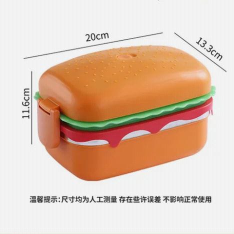 Stackable Burger-Shaped Bento Lunch Box for Kids – 2-Layer Stainless Steel Tiffin with Cutlery