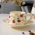 French Vintage Floral Ceramic Coffee Cup and Saucer Set