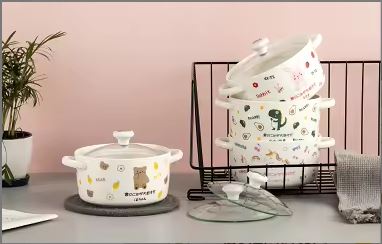 Kawaii Animal Ceramic Instant Noodle Bowl with Lid | 730ml Double-Handle Ramen Pot for Dorm & Home