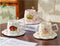 Aesthetic Floral Ceramic Mug & Saucer Set with Gold Spoon