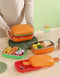 Stackable Burger-Shaped Bento Lunch Box for Kids – 2-Layer Stainless Steel Tiffin with Cutlery