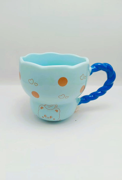 Kawaii Ceramic Animal Mug with Twisted Handle