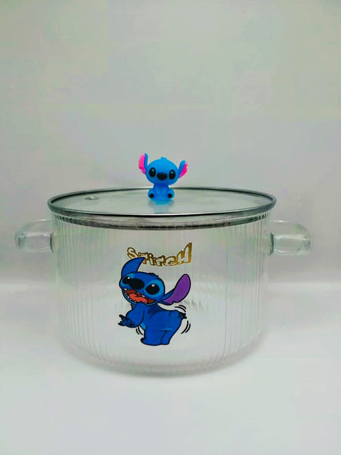 Stitch Glass Ramen Bowl with Lid and Handles
