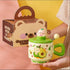 Fruit Paradise Kawaii Cat Ceramic Mug with Lid & Spoon