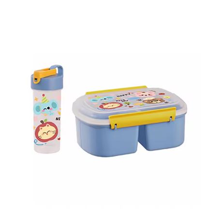 Cute Cartoon Bento Lunch Box with Matching Water Bottle Set | Leak-Proof Kids School Tiffin Box with Spoon
