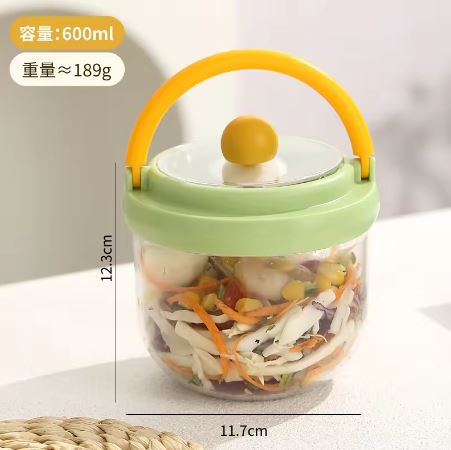 600ml Portable Breakfast & Salad Container with Lid and Spoon – Leak-Proof Yogurt & Overnight Oats Cup