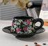 French Vintage Floral Ceramic Coffee Cup and Saucer Set