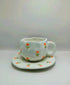 Hand-Pinched Ceramic Tulip Coffee Cup & Saucer Set