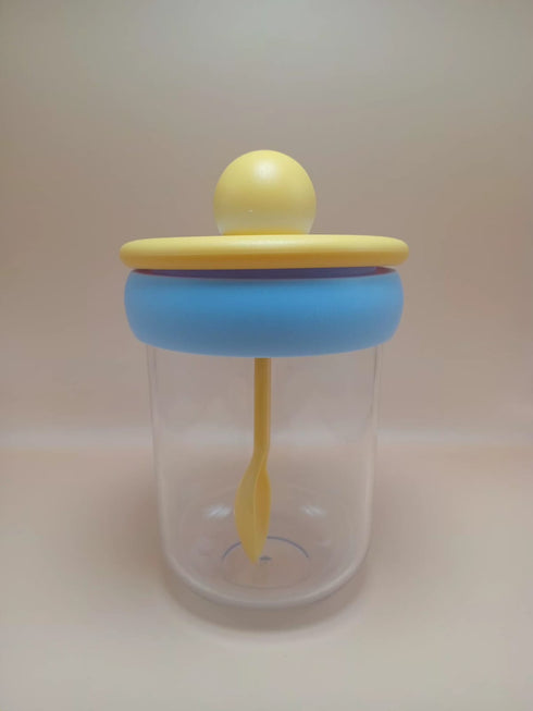 Portable Overnight Oats Jars with Spoon & Handle – 500ml Leakproof Glass Yogurt Parfait Cups