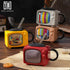 Retro 3D TV Ceramic Mug with Lid & Glass Straw