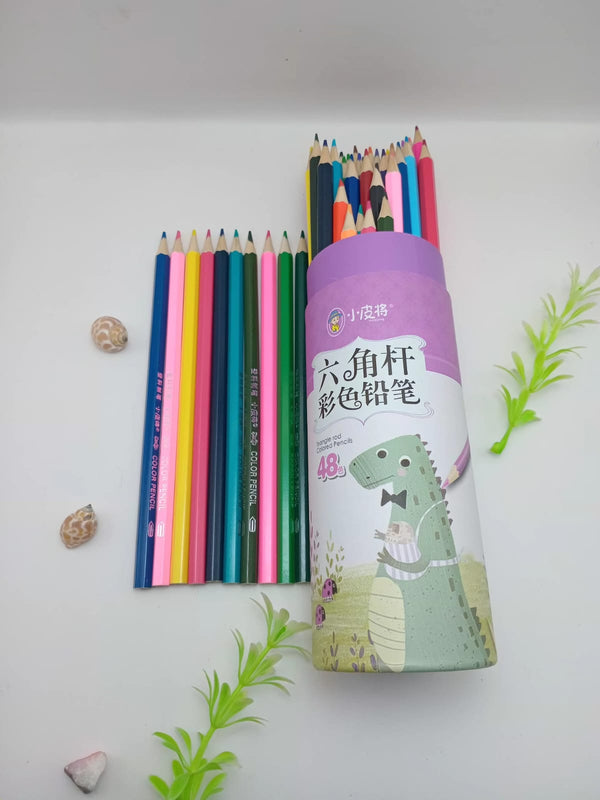 48-Piece Hexagonal Colored Pencil Set with Cylinder Storage Case - Dinosaur Series