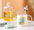 Cute Cartoon Animal Glass Mug with Silicone Lid & Straw | 600ml Borosilicate Glass Cup