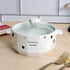Nordic Geometric Ceramic Ramen & Serving Bowl with Glass Lid