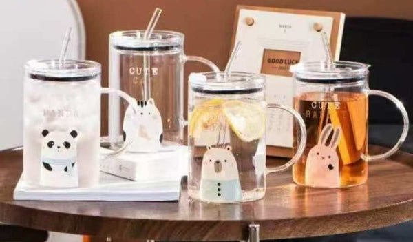 Leak-Proof Borosilicate Glass Tumbler with Handle & Straw