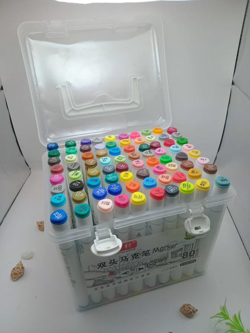 80-Piece Dual-Tip Alcohol Art Marker Set with Carrying Case