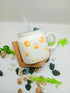 Cute Ceramic Cat Mug with Lid and Glass Straw – 350ml Kawaii Coffee Cup