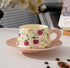 French Vintage Floral Ceramic Coffee Cup and Saucer Set