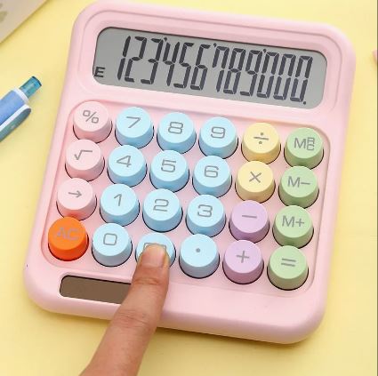 Retro Candy-Colored Mechanical Calculator – 12-Digit Typewriter Style Desktop Calculator