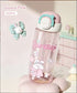 660mL Cute Kawaii Straw Water Bottle with Pop-Up Lid
