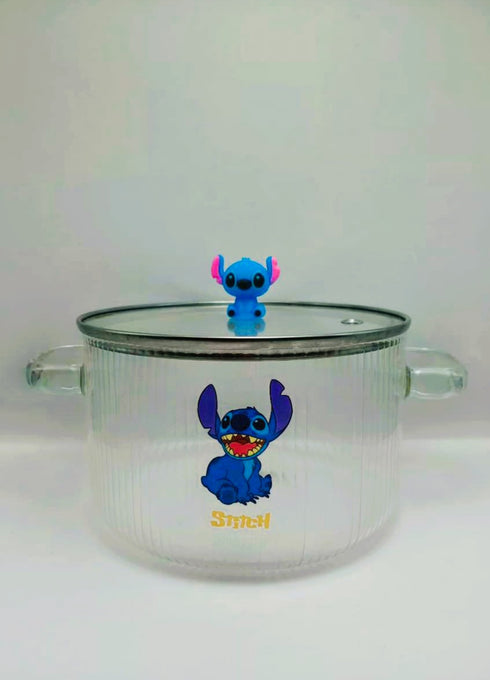 Stitch Glass Ramen Bowl with Lid and Handles