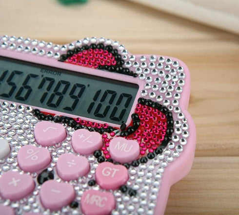 Hello Kitty Bedazzled Desktop Calculator – Sparkly Pink Crystal Rhinestone 12-Digit Display