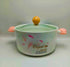 Elegant Ceramic Noodle Bowl with Glass Lid - 730ml Aesthetic Soup Pot with Heat-Resistant Handles