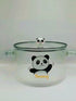 Cute Panda Ribbed Glass Serving Bowl with Lid