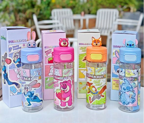 Kids Water Bottle with 3D Character Lid & Straw - 530ml BPA-Free Tritan Leak-Proof Bottle