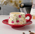 French Vintage Floral Ceramic Coffee Cup and Saucer Set