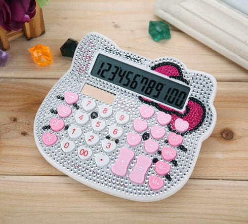 Hello Kitty Bedazzled Desktop Calculator – Sparkly Pink Crystal Rhinestone 12-Digit Display