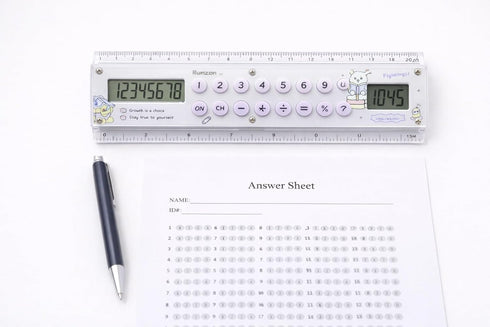 Multi-Function 20cm Ruler with Digital Calculator - Portable & Slim Design