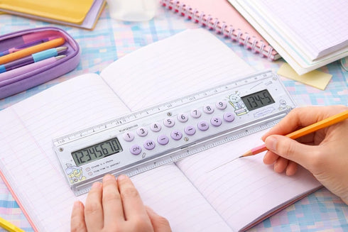 Multi-Function 20cm Ruler with Digital Calculator - Portable & Slim Design
