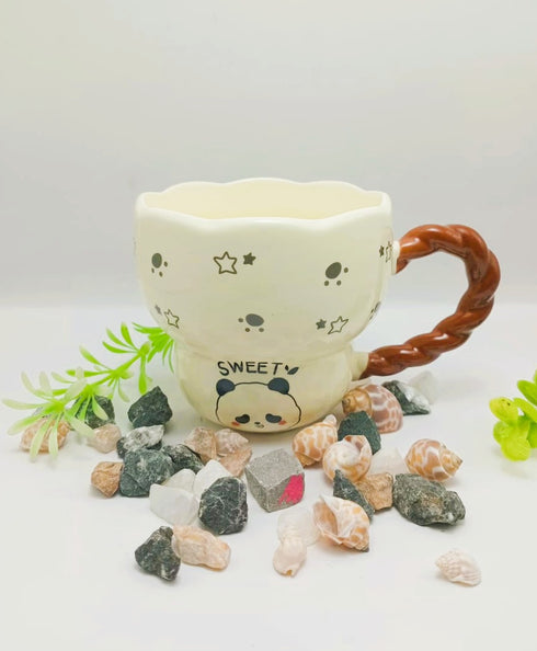 Kawaii Ceramic Animal Mug with Twisted Handle