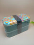 Japanese Bento Box – 2-Tier Stackable Lunch Box with Adjustable Divider, Elastic Strap & Airtight Floral Lid | Leakproof, Microwave Safe Eco-Friendly Food Container (1200ml)