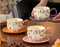 3D Embossed Rabbit & Floral Ceramic Coffee Mug with Scalloped Saucer Set