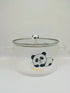 Cute Panda Ribbed Glass Serving Bowl with Lid
