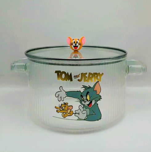 Tom and Jerry Glass Ramen & Serving Bowl with Lid