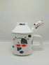 Modern 3D Cow Pattern Ceramic Mug with Lid and Glass Straw