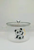Cute Panda Ribbed Glass Serving Bowl with Lid