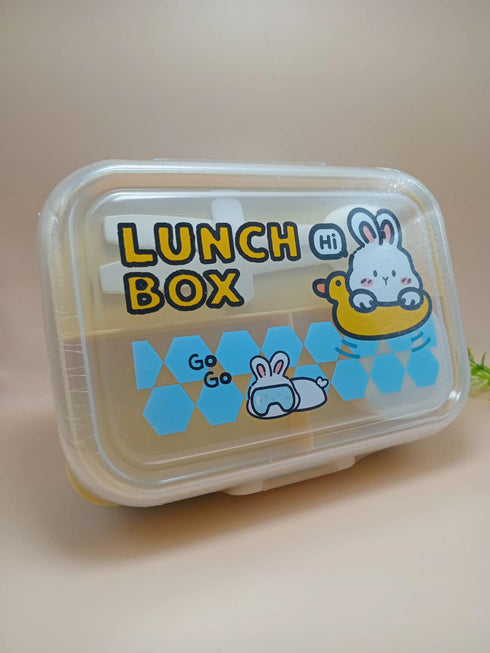 Homeatic Kids Bento Lunch Box with Handle | 3-Compartment Microwave-Safe Plastic Meal Container for School & Picnic