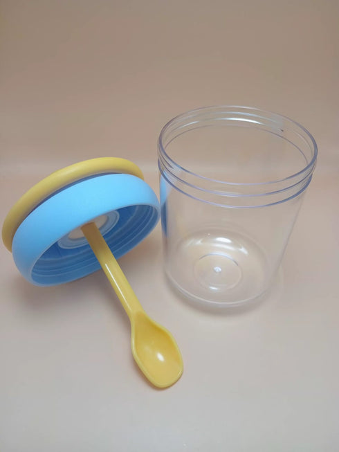 Portable Overnight Oats Jars with Spoon & Handle – 500ml Leakproof Glass Yogurt Parfait Cups