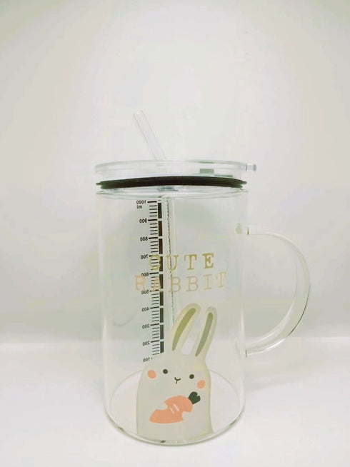 Leak-Proof Borosilicate Glass Tumbler with Handle & Straw