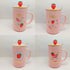 Sweet Strawberry Pink Ceramic Mug – Complete Set with Lid & Spoon