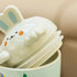 Kawaii Bunny Ceramic Mug with 3D Rabbit Lid & Straw | Cute Pastel Coffee Cup