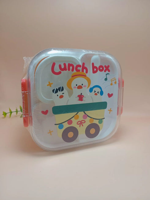 Cute Cartoon Bento Lunch Box – Leakproof Square Food Container for Kids & School